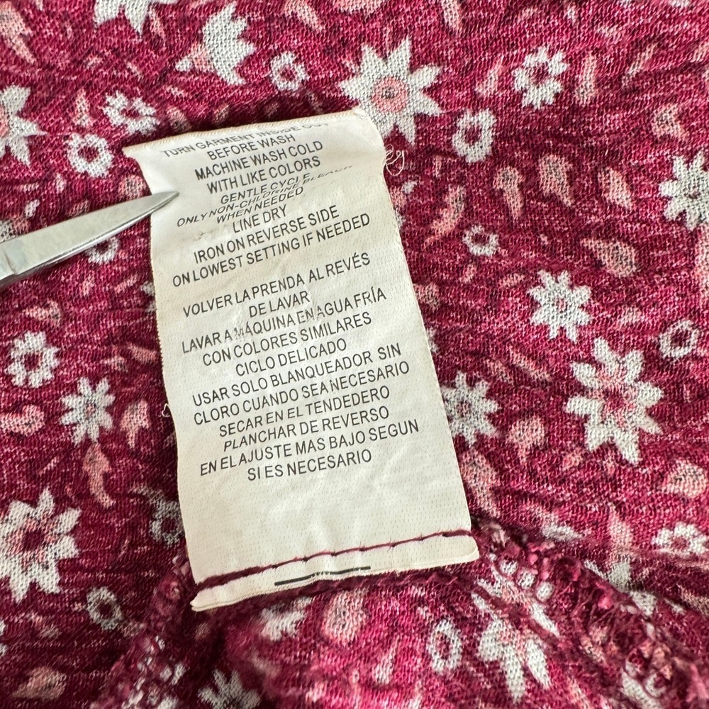 Mason & Belle Blouse 2X Red Floral Button Front Boho Cottagecore Peasant Top - Picture 10 of 14